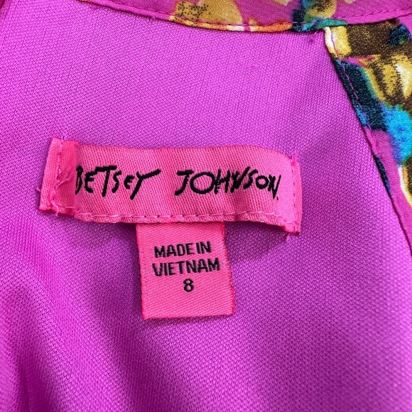 Betsey Johnson Floral Halter Mini Dress Pink Chiffon Garden Resort Glam Size 8 - Picture 5 of 12